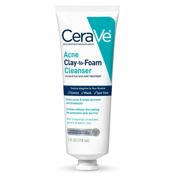 CeraVe Acne Clay to Foam Cleanser 118ml – 2% Salicylic Acid